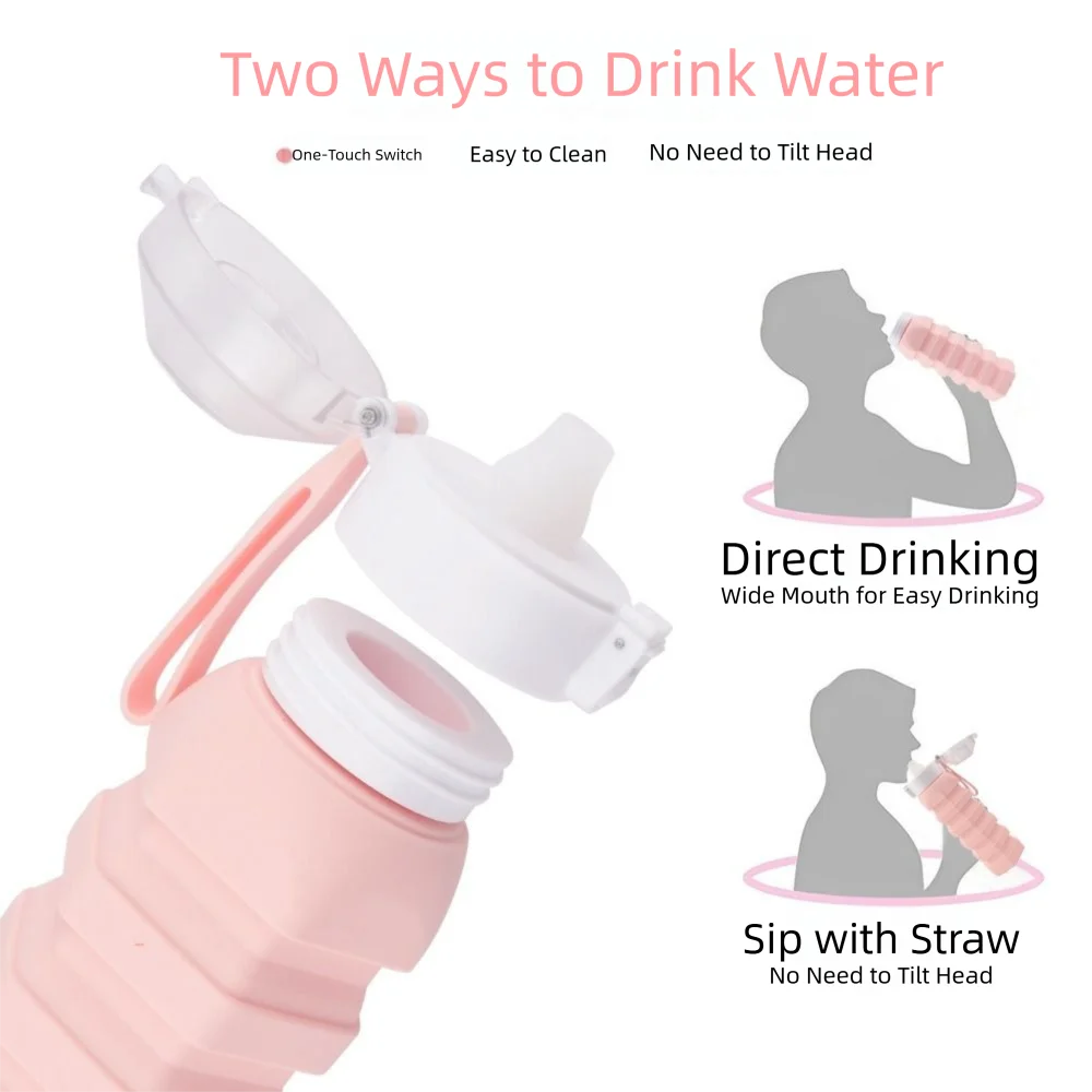 Large-capacity Outdoor Sports Water Bottle Retractable 350-650ML Collapsible Sport Bottle Reuseable Creative