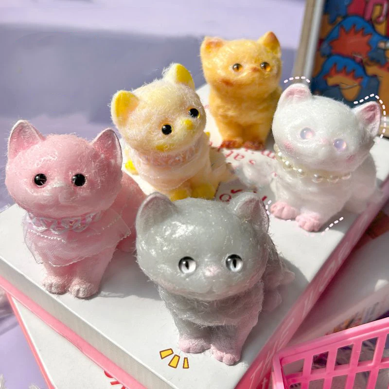 Cartoon Kawaii Plush Cats Slow Rebound Toy Creative Soft Feel Pinching Fingertip Toy Kids Stress Relief Toy Cute Girl Gift