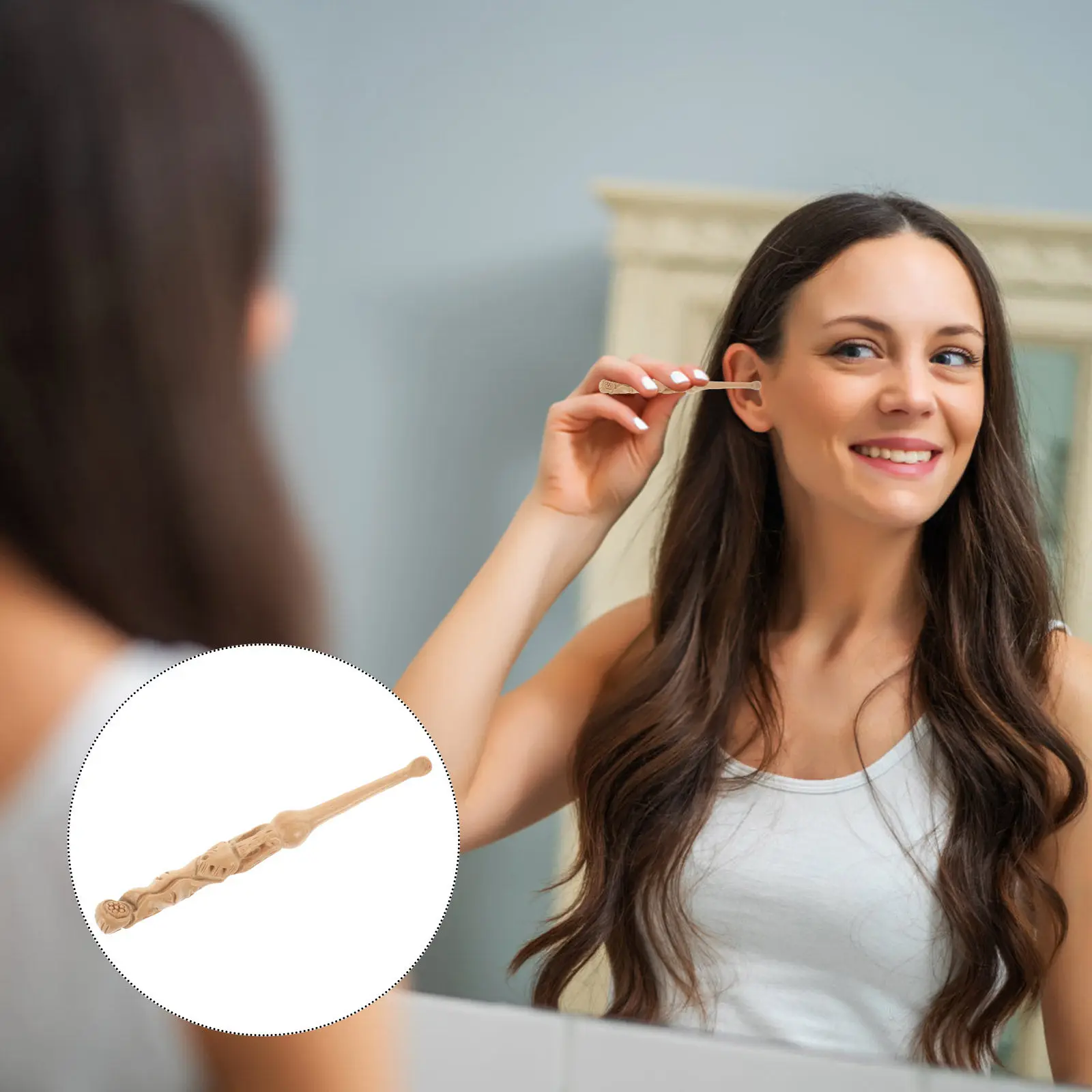 Wood Ear Scoop Carved Earwax Removal Tool Safe Reusable Ear Cleaner Portable Earwax Cleaning Tool Multi-Function Tiny Spoons