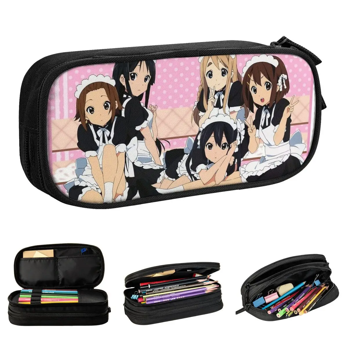 جميل ك على! خادمة أنيمي مقلمة مقلمة صندوق القلم لفتاة صبي حقيبة تخزين كبيرة اللوازم المدرسية مستحضرات التجميل القرطاسية #1