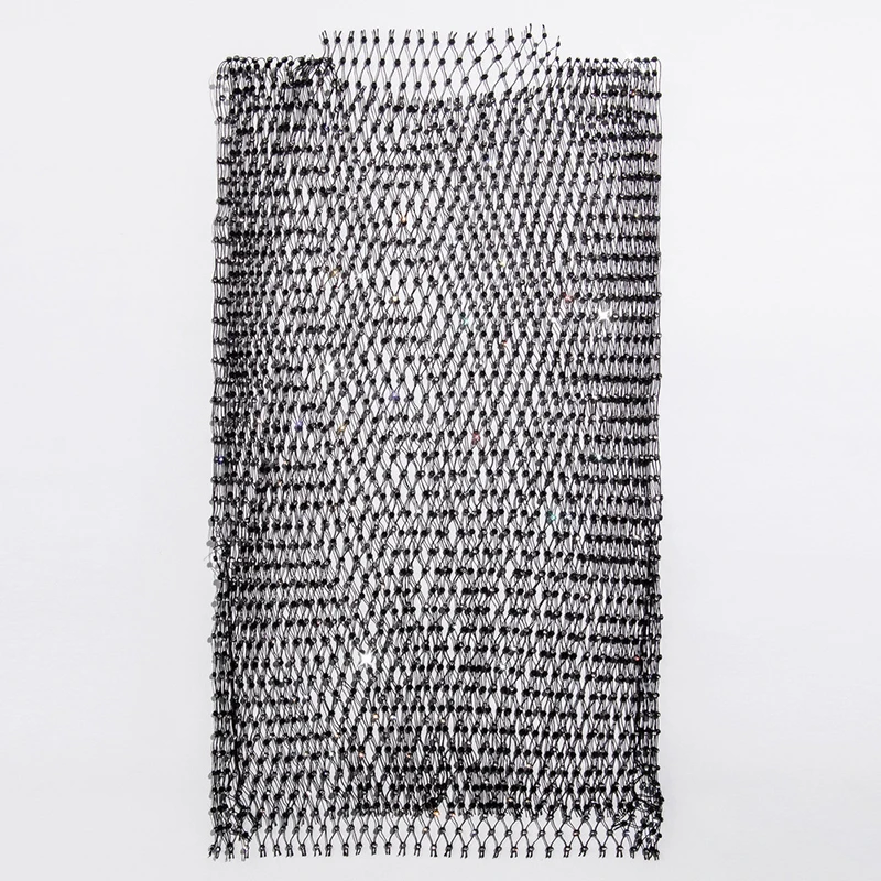 New Sexy Mesh Crop Tops for Women Summer Rhinestones Fashion Party Club See Through Fishnet Tank Hollow Out Backless Top