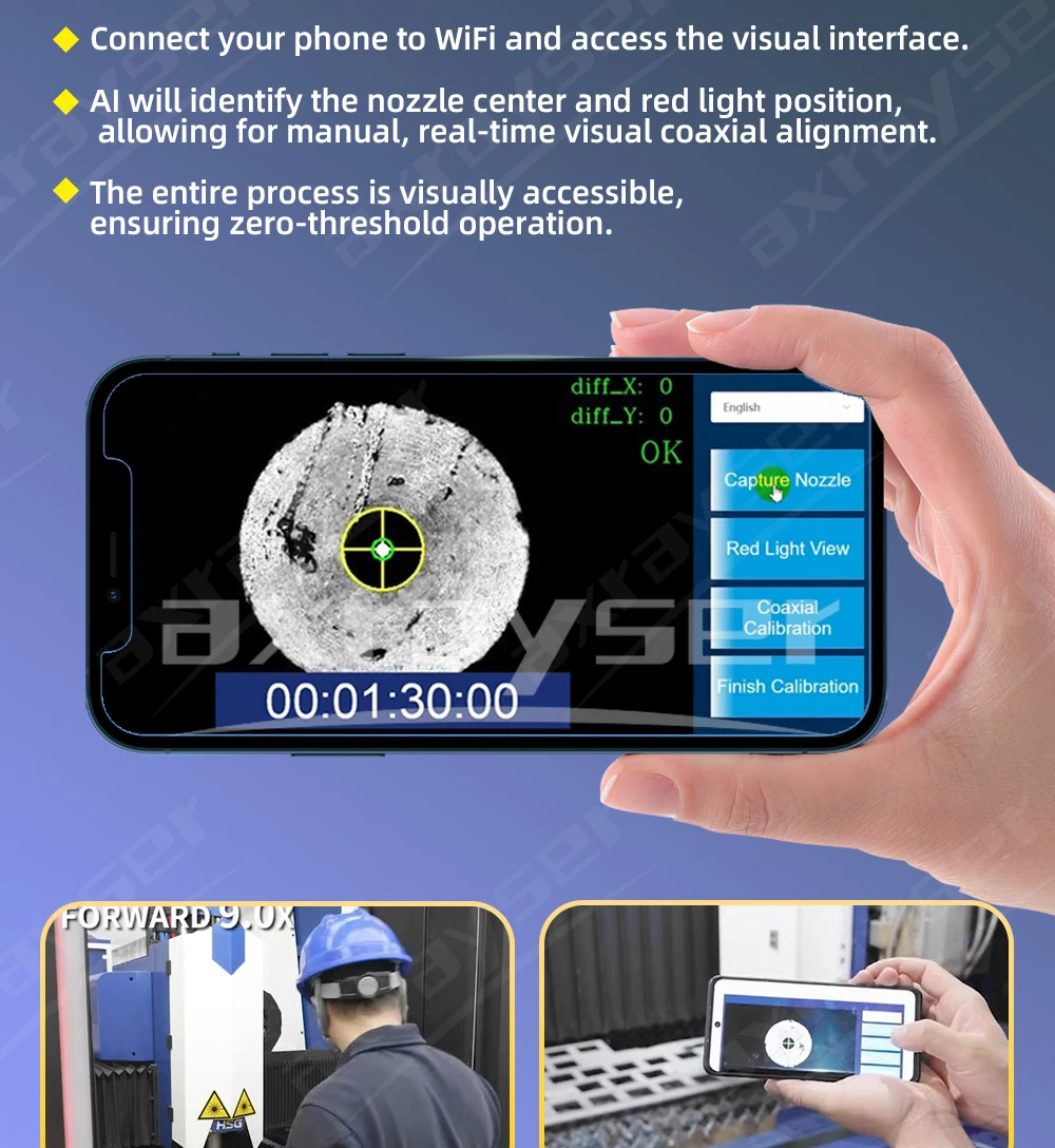 Axrayser Laser-Düsen-Koaxialkalibrator Visuelles Ausrichtungsinstrument Schnelles Tragbares Laserschneid-Düsen-Zentrierungs- und Prüfwerkzeug – Detail 7