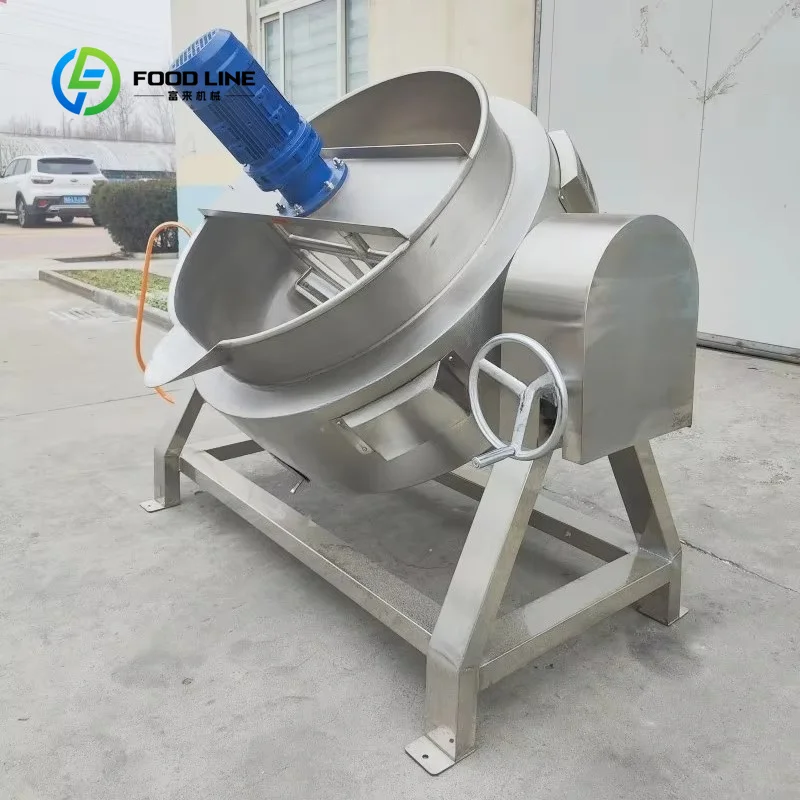 Customized Stainless Steel Jacketed Kettle with Mixing Motor, Commercial Jam Making Pot for Strawberry Jam Cooking