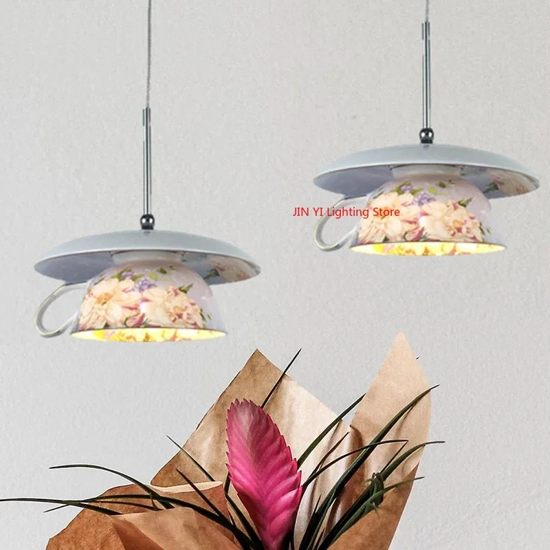 Nordic Flower Cup Pendant Lamp Restaurant Kitchen Interior Lighting Fixture Home Decoration G4 Fixture