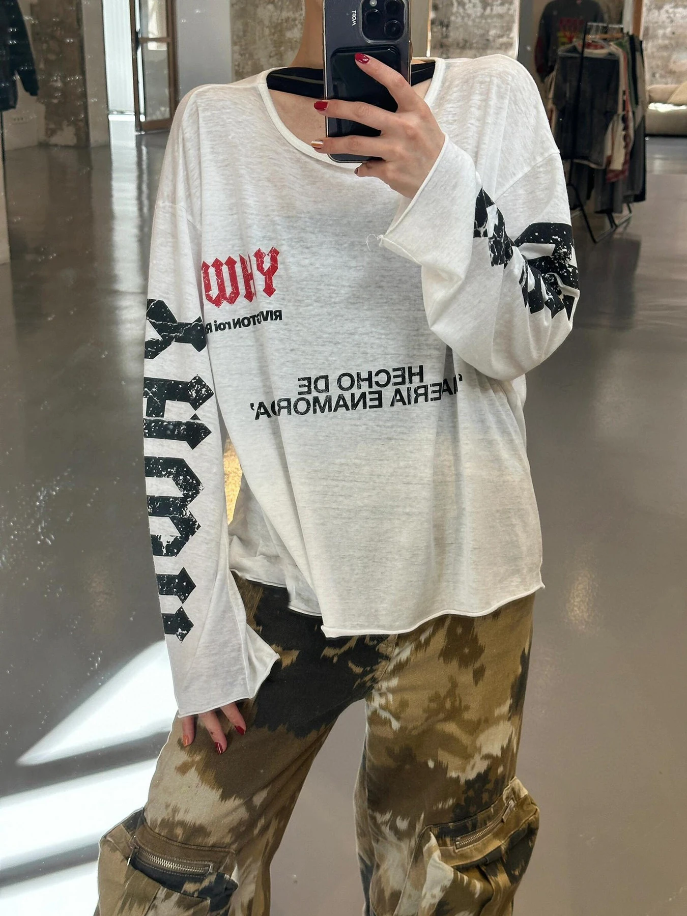 Autumn thin women's long sleeved printed loose and versatile casual sun protection sports T-shirt top