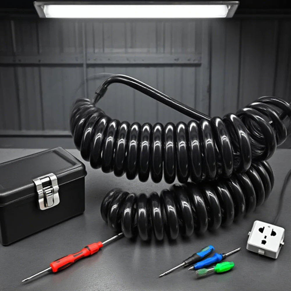 

Large Circle 3-Core Telescopic Spiral Wire 2.0mm Square Black/White Pure Copper Power Cord, Flexible Telescopic Cable