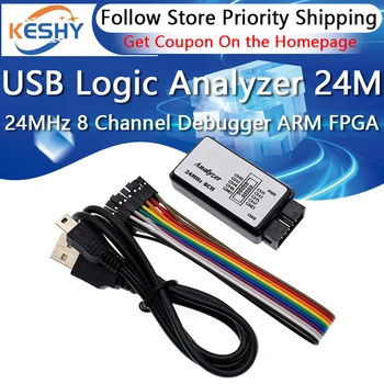 Usb Logic Analyzer 24Mhz 8 Kanaal 24M/Seconden Logic Analyzer Debugger Voor Arm Fpga Logic Analyzer Logic 24M 8ch
