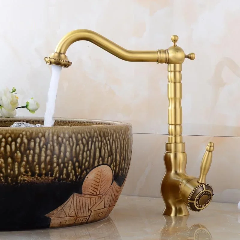 antique bronze basin faucet bathroom deck mounted faucet hot and cold mixer tap Height up faucet