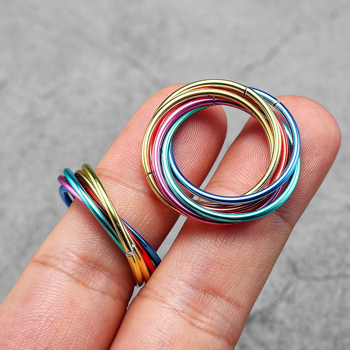 

Unique Rainbow Polycyclic Men Rings Stainless Steel Women Fashion Jewelry Punk Trendy New In Accessories Gift Wholesale