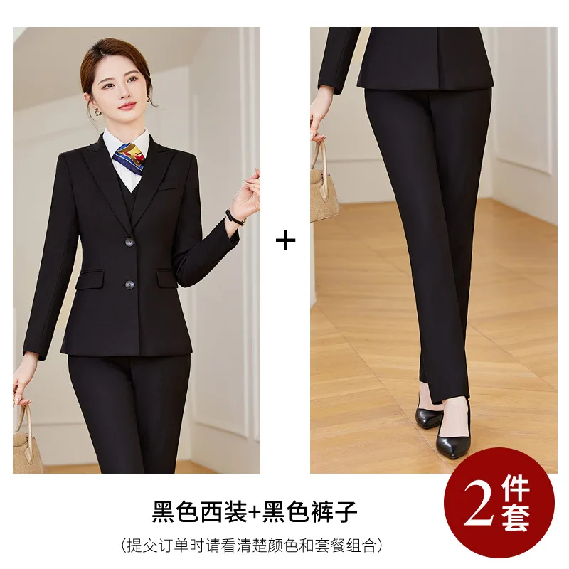 Blue Suit Women's Business Wear Business Workwear Formal Wear Business End Elegant Business Suit Vest Suit Three-Piece Suit