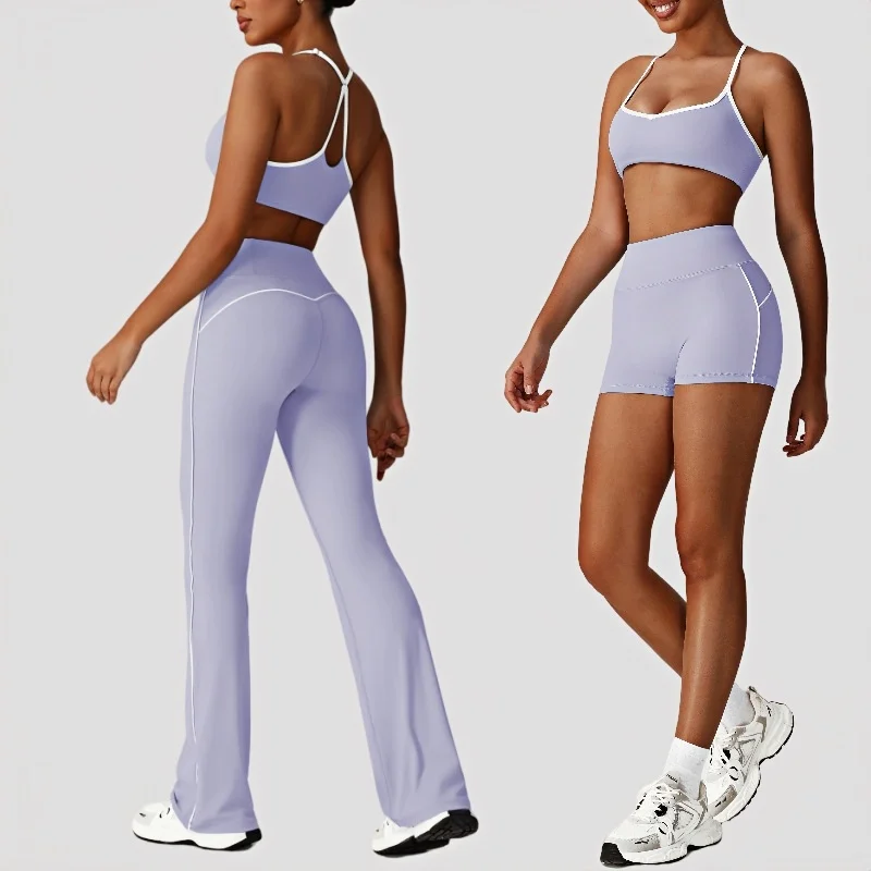 

Seamless Yoga Set Sports Fitness High Waist Hip-lifting Naked Skinny Sports Bra Suit Running Workout Clothing Gym Suit for Women