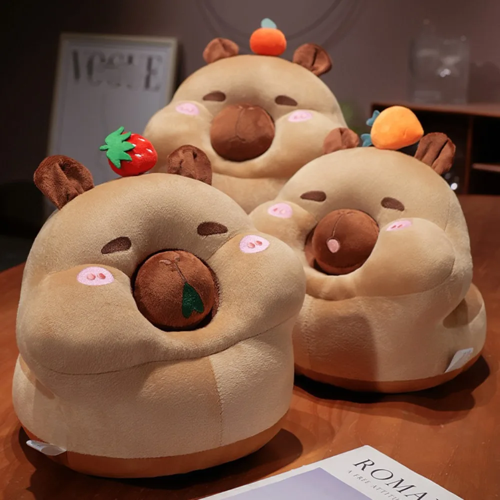 Rundes Capybara-Nickerchenkissen mit Gesicht nach unten, Cartoon-Capybara-Tischstützkissen, niedliches, flauschiges Capybara-Plüschkissen, Bibliothek