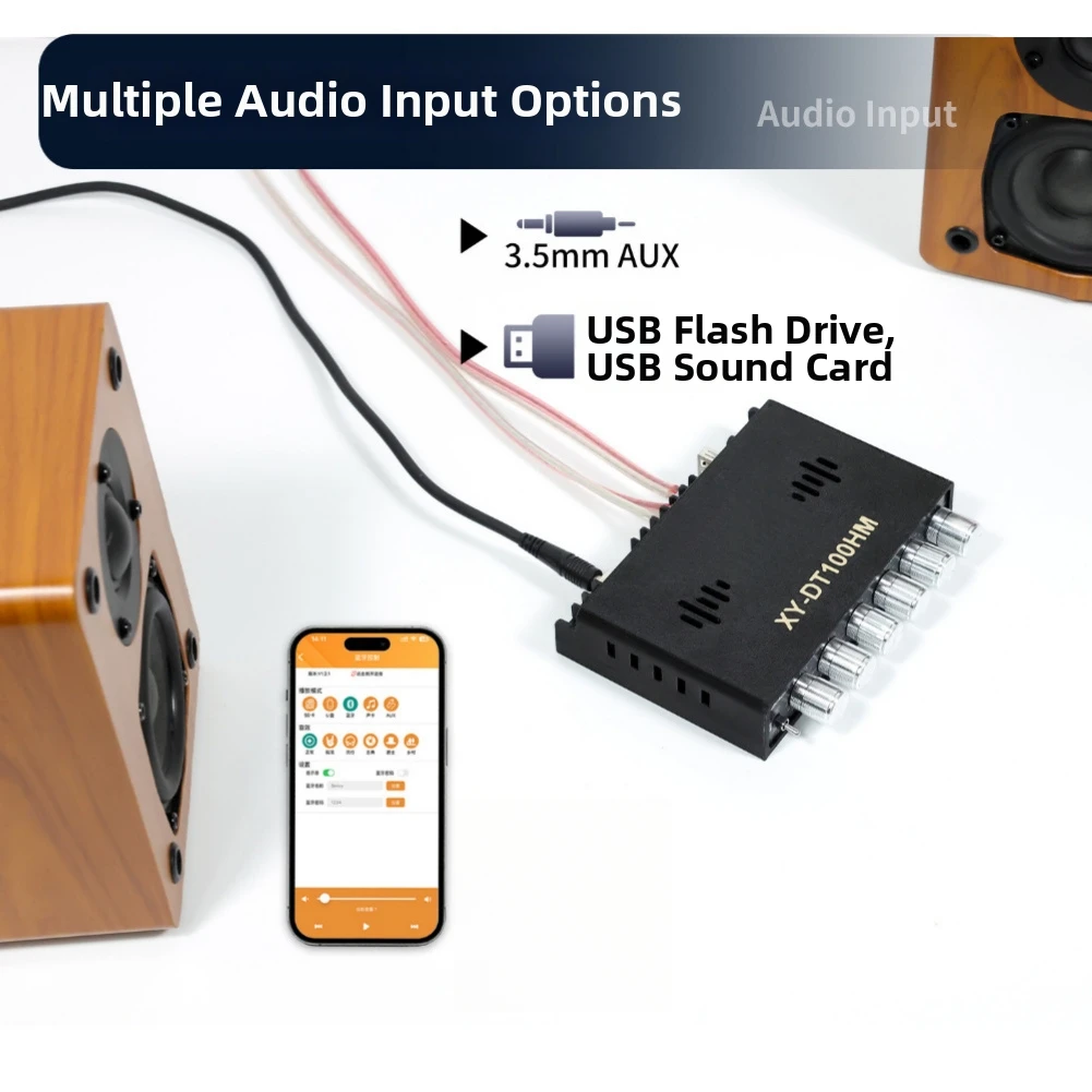 Wireless For Amplifier 2.1-Channel Digital Amp Board For Dual Audio 50Wx2+100W Wireless 5.3 Audio For Aac For Sbc Support 6 Knob