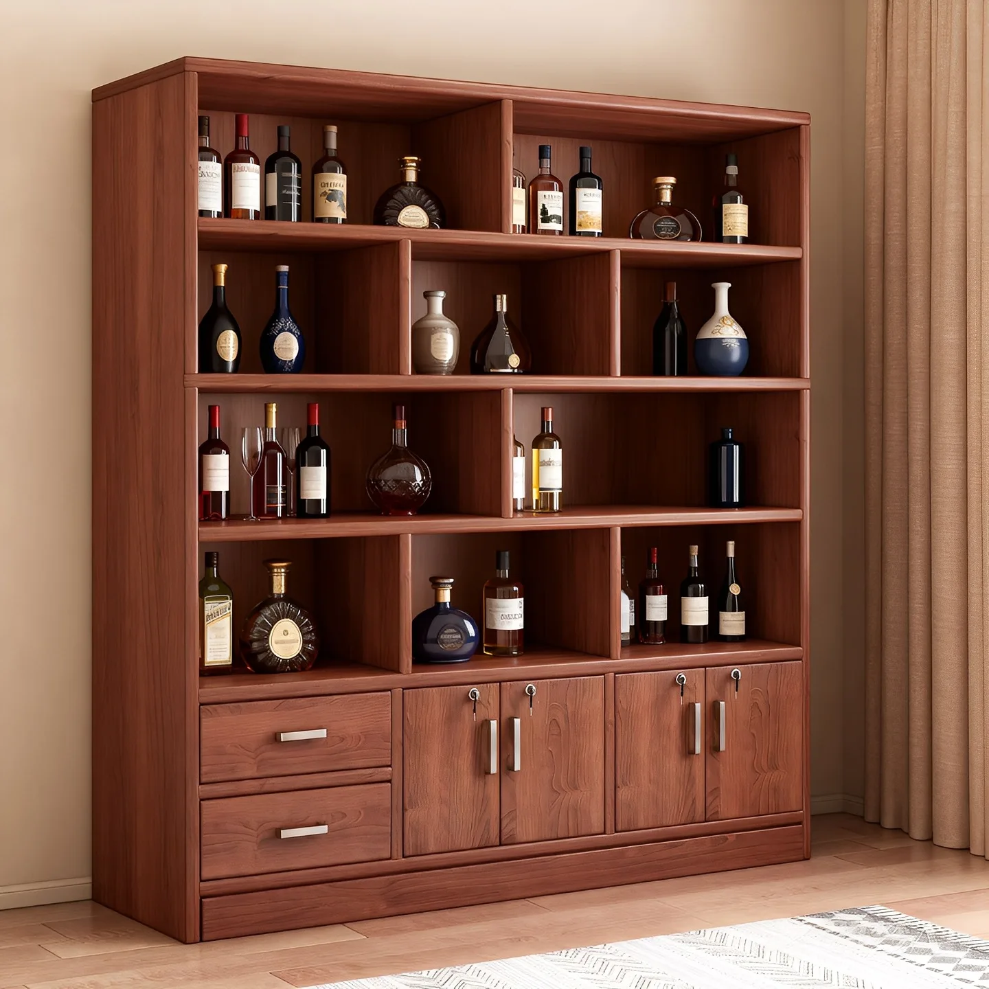 Wine cabinet display cabinet Living room integrated storage cabinet against the wall Household dust belt door