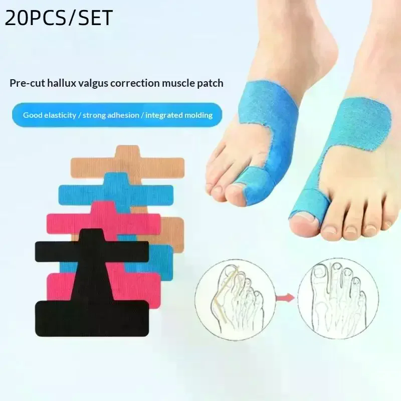 20PCS Bunion Corrector & Pain Relief Kinesiology Athletic Tape For Bunions & Turf Toe,Big Toe Spacer/Separator/Straightener Tape