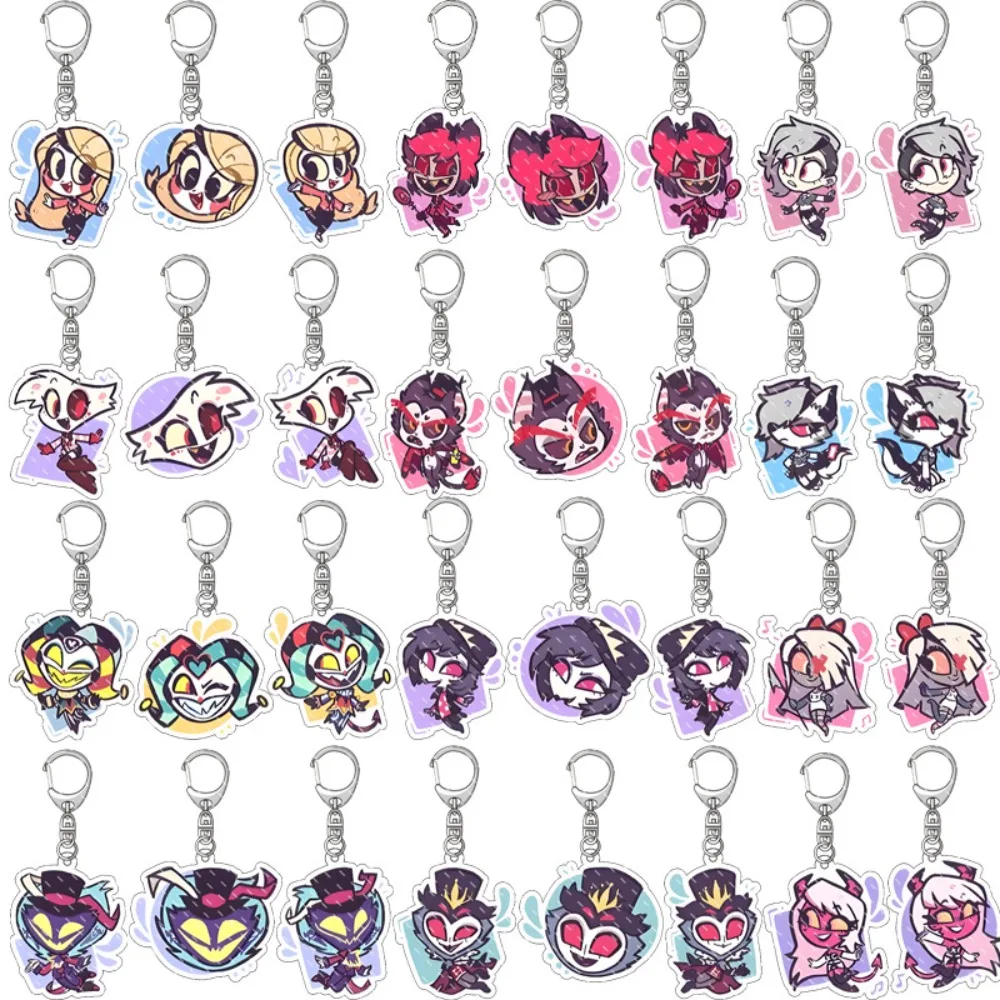 

For Hazbin Hotel Acrylic KeyChain Anime Charlie Morningstar Vaggie Alastor Vox Adam The Exorcist Valentino Backpack Pendant Gift