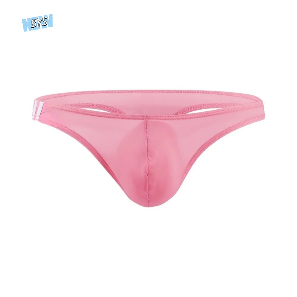 

Simple Low Rise Men's Thong U Convex See-through Ice Silk Underpants Quick Dry Ultra-Thin Bikini Briefs Intimate Wear