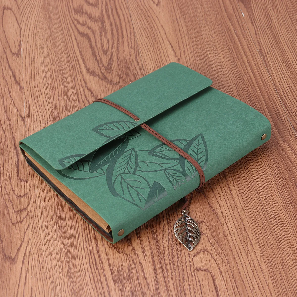 

DIY Scrapbook Photo Album PU Loose Pages Green High Capacity Memory Storage Travel Record Sticky Album