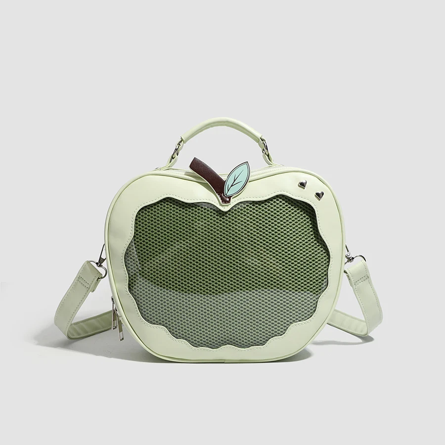 Apple-shaped Clear Backpack Y2k Harajuku Shoulder Bag Women Korean Transparent Ita Bag Schoolbag Cartoon Preppy Handbag Purse