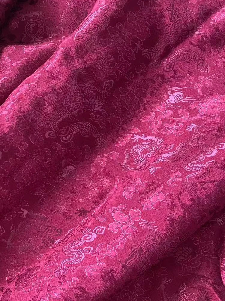 

Real Silk Crepe Suit Fabric High-End Chinese Clothing Heavy Weight Jacquard Pattern