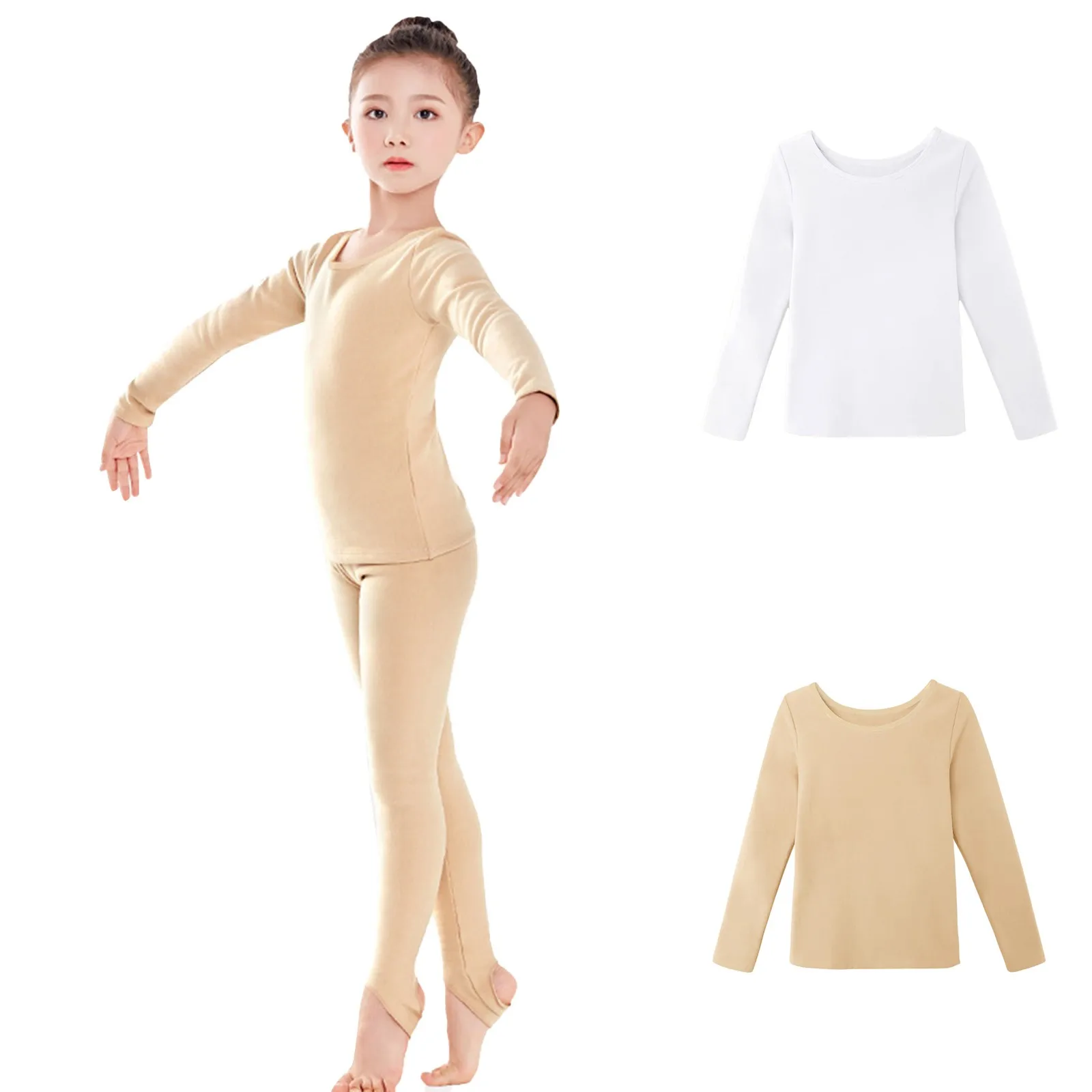

Носите топ телесного цвета, облегающая рубашка для танцевальных выступлений для девочек, детская белая танцевальная нижняя рубашка для практики танцев