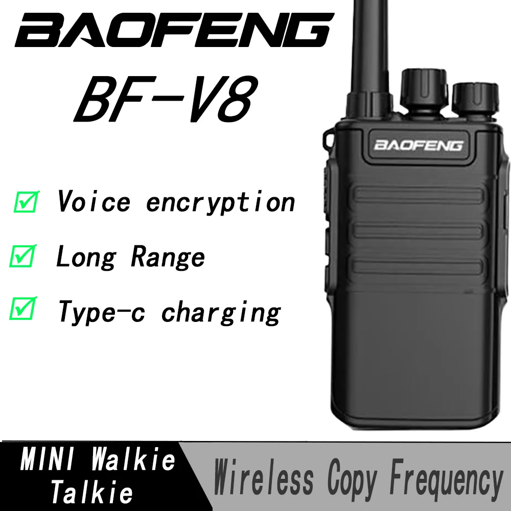 Baofeng BF-V8 Mini Walkie Talkie|UHF HF Transceiver|10KM Long Rang |Gray/Green/Orange|Handheld Intercom with Dual Band Frequency