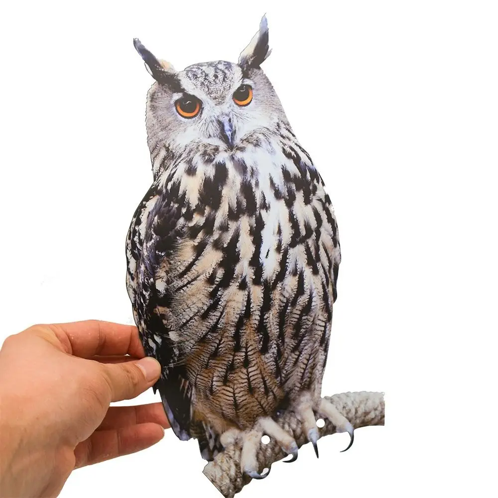 Fake Owl Decoy With Bells Bird Repel Owl Scarecrow Rectangle Hanging Fake Bird Scare Device Waterproof Bird Repeller Patio