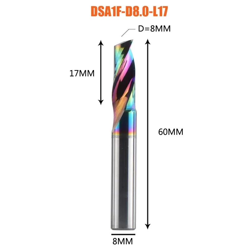 Dreanique 1 st DSA1F 1-10mm Enkele Fluit Vhm Legering Frees DLC Coating Frees voor aluminium