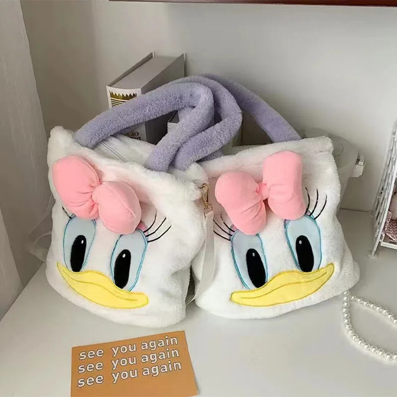 Disney Daisy Duck Plush Handbags Anime Mickey Mouse Shoulder Bag Kawaii Tcg Daisy Soft Stuffed Plushie Bags Cartoon Coin Purse