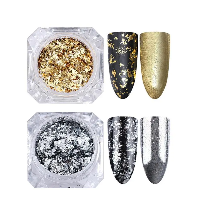 

Silver Gold Flakes Nail Aluminum Sequins 0.2g Bling Mirror Nail Glitters Powder Nail Art Decoration
