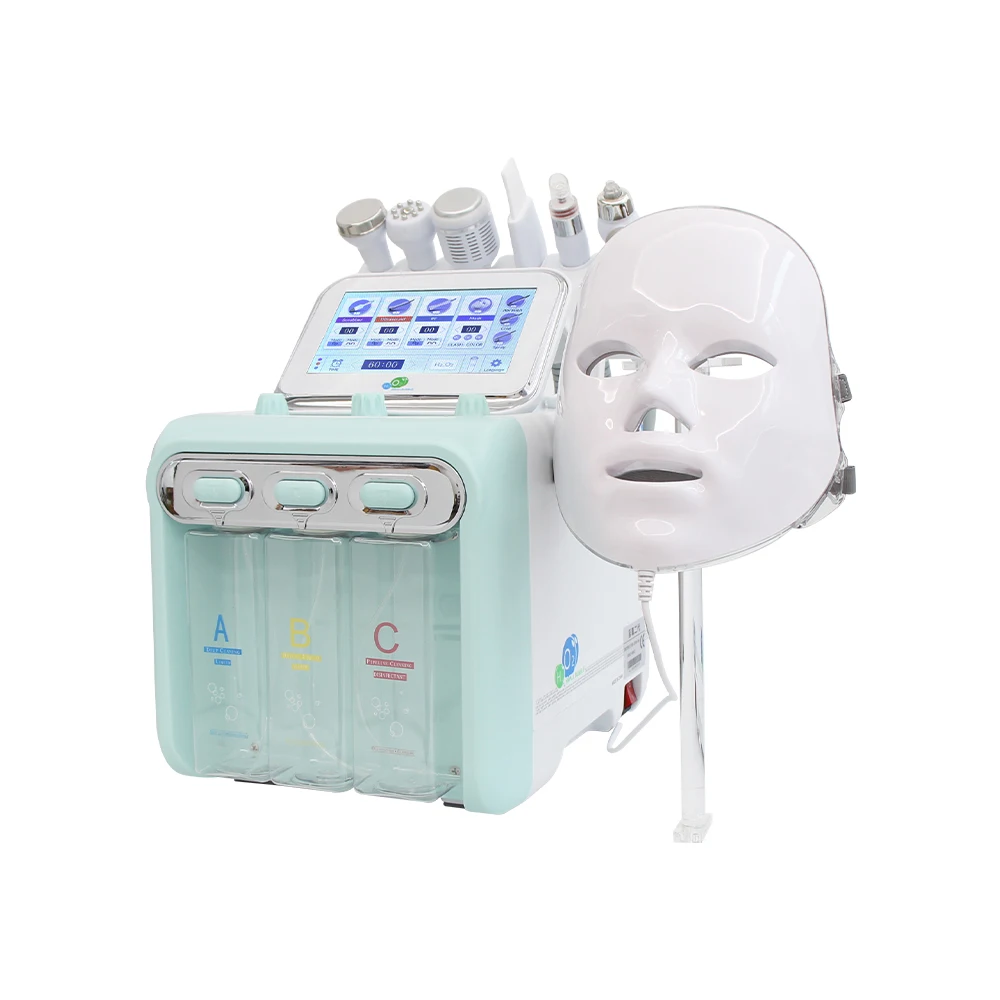 Multi-function 7in1 H2O2 Water Oxygen Facial Beauty Machine with Mask  Face Lifting Dermabrasion Device Skin Scrubber Facial Spa