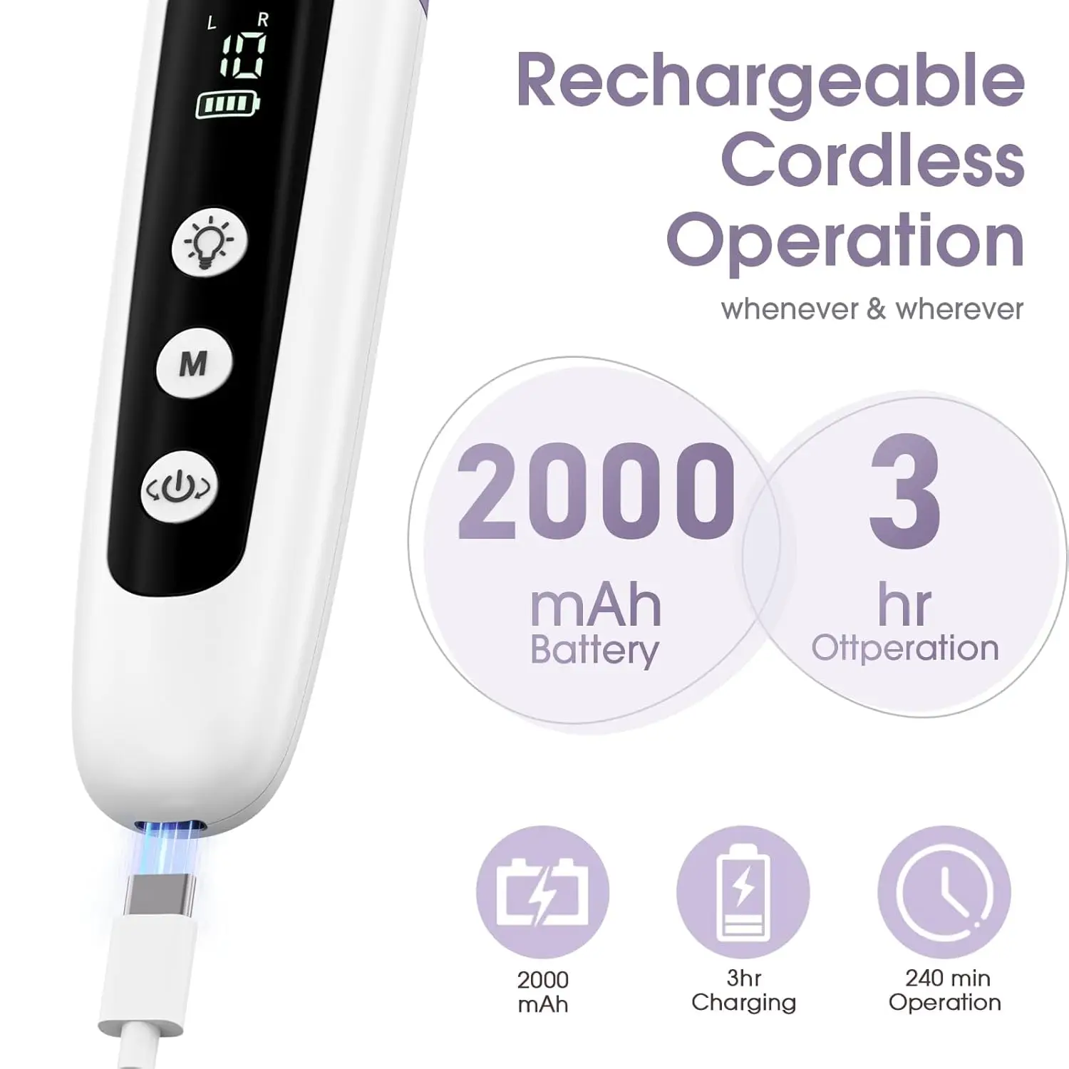 Kit de perceuse à ongles électrique professionnelle, ensemble de limes à ongles rechargeables portables à 10 vitesses pour ongles épais en Gel, cuticules, mains et pieds