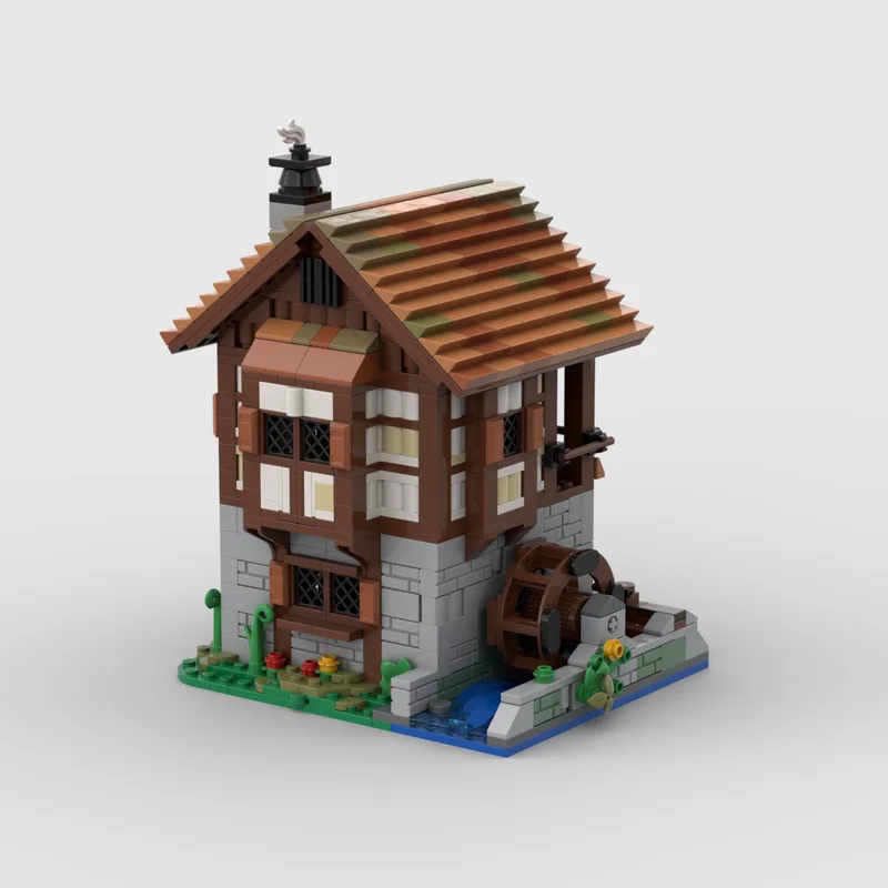 1000 pz Moc Villaggio Medievale Mulino Acqua Architettura Modulare Castello Case Building Blocks Mattoni di Montaggio Giocattoli Per Bambini Regali FAI DA TE