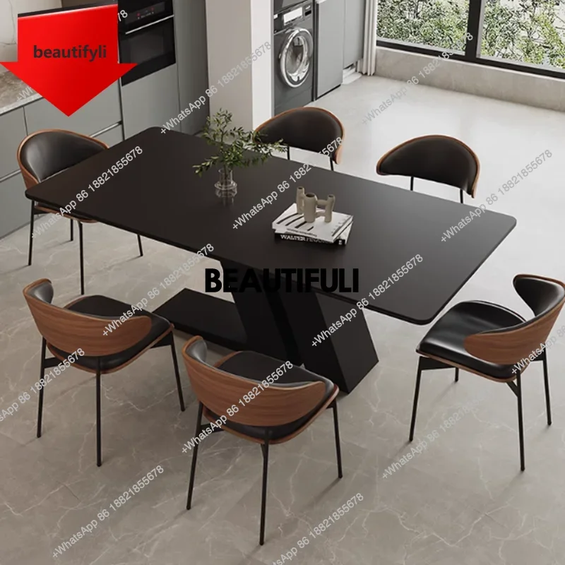 

Q181 Nordic Unique Dining Table Salon Designer Black Italian Modern Dining Table Restaurant Small Mesa De Jantar Home Furniture