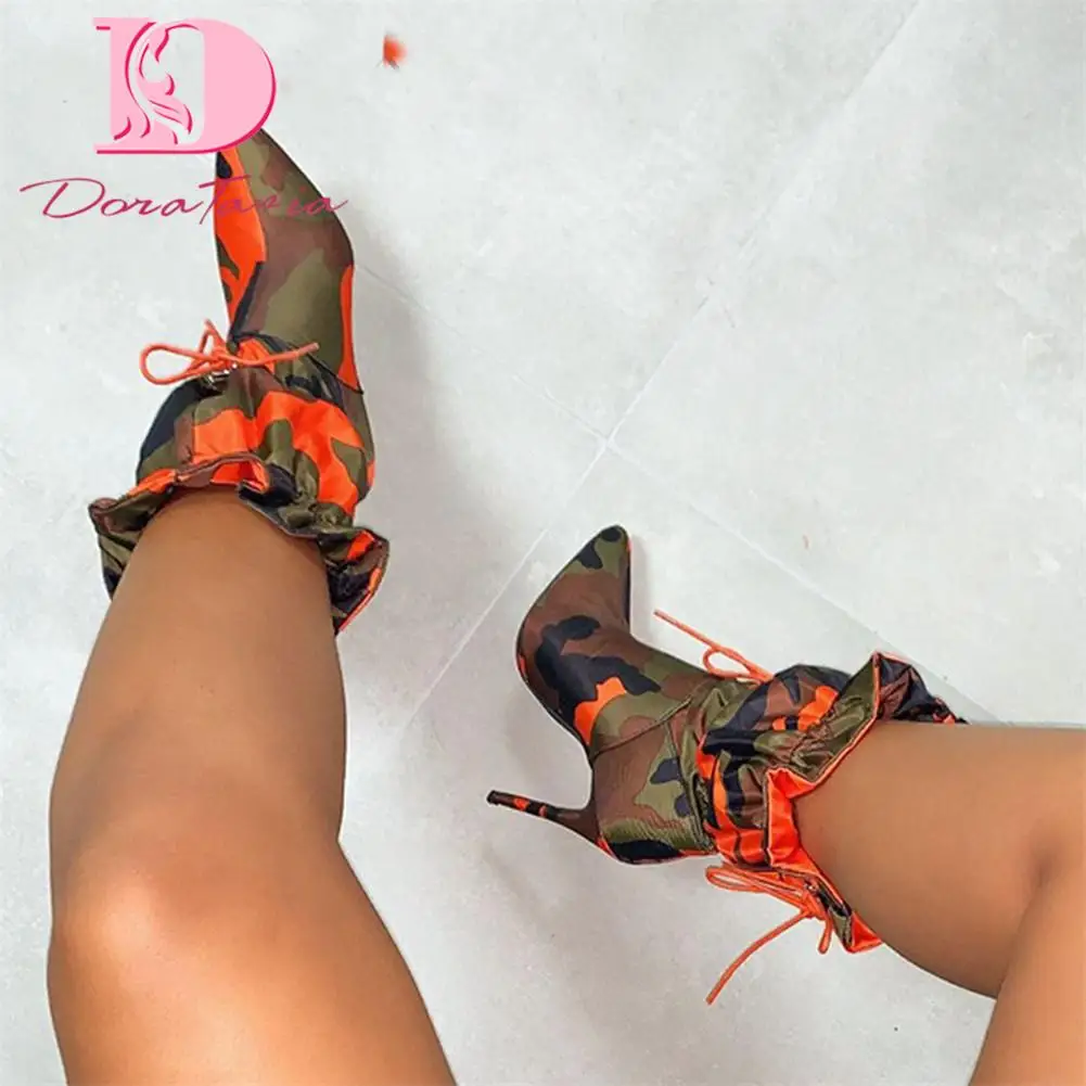 

Brand New INS Hot Female Thin High Heels Ankle Boots Fashion Print Mixed Colors Pointed Toe Boots Women Party Sexy Shoes Woman