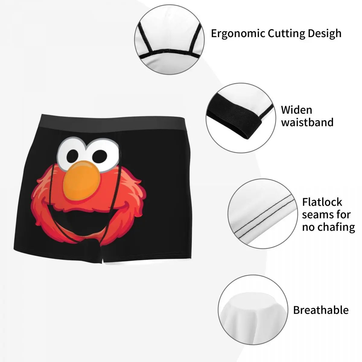 Custom Anime Boxers Shorts para Homens, Cuecas Elmo, Roupa Interior, Cuecas, Moda