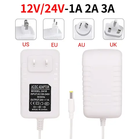 Transformer AC 110V 220V to DC 12V 24V 1A 2A 3A Power Adapter LED Driver 12 volt Power Supply Converter Charger For LED Strip