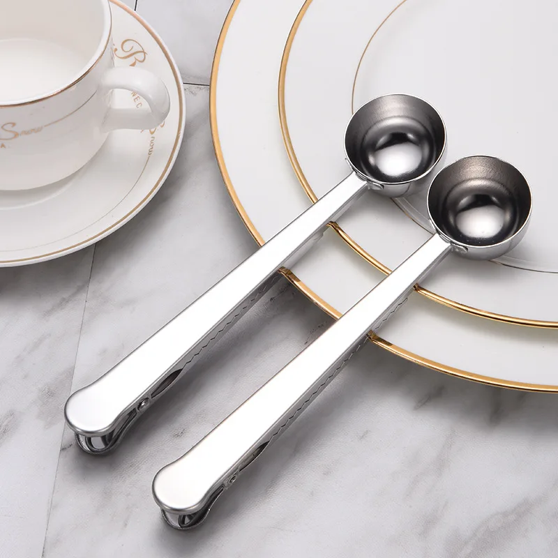 1/2 Pieces Practical Coffee Utensils Long Handle Clip Coffee Spoon Suit Milk Powder Liquid Seasoning Sealed Measuring Spoon