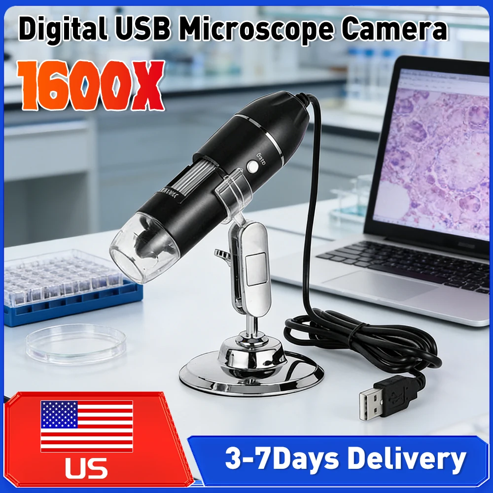 

Portable 1600X USB Digital Electronic Microscope Type C Soldering Magnifier Endoscope with Stand for Phone Repair Tools Supplies