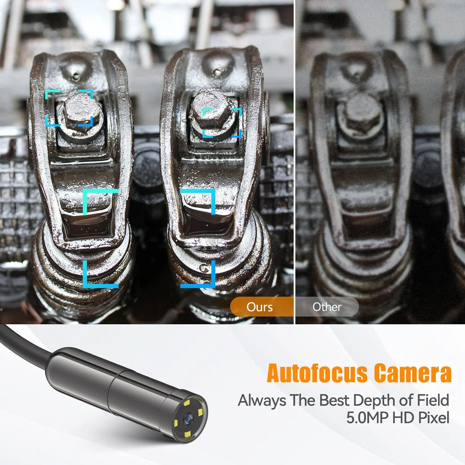 8MM 5MP Auto Focus Automotive Borescope Drain Channel Sewer Pipe Video Inspection Piping Industrial Endoscope Camera For Android