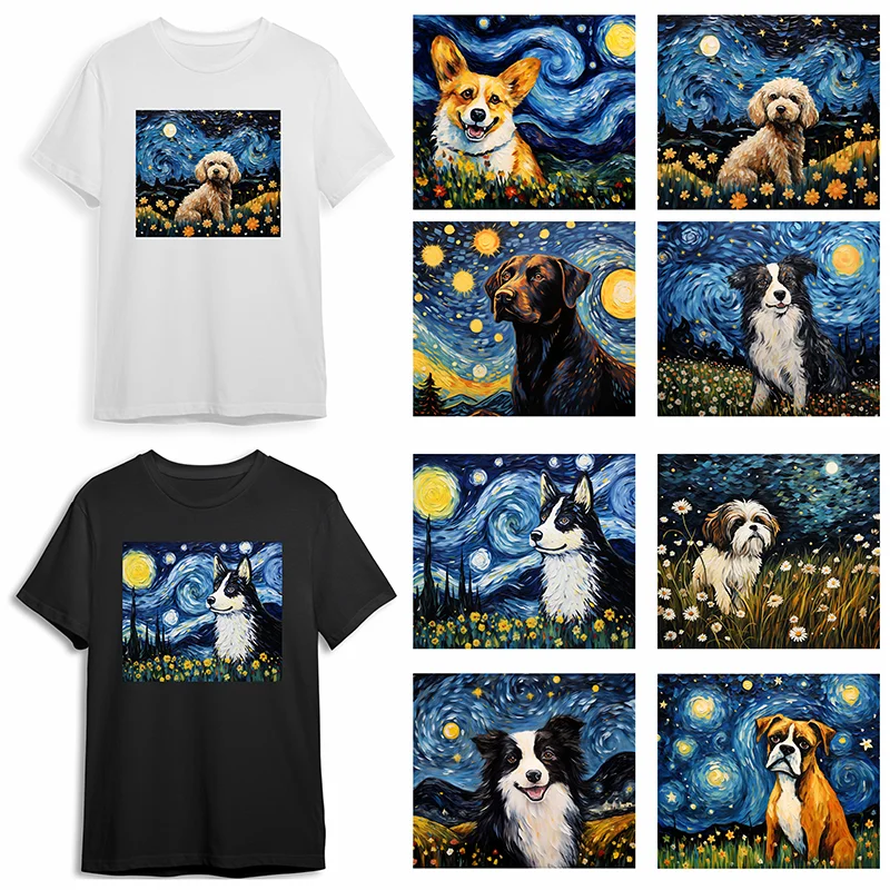 Sky Star Pattern Dog Pattern ips Fashion Iron Patch Clothing T-shirt DIY Hoodie Jacket Sticker DTF Patch Waterproof