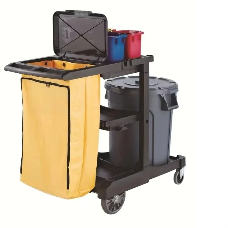 Commercial Plastic Cleaning Service Trolley Cart Hospital Hotel Housekeeping Office Janitorial Clean Trolley