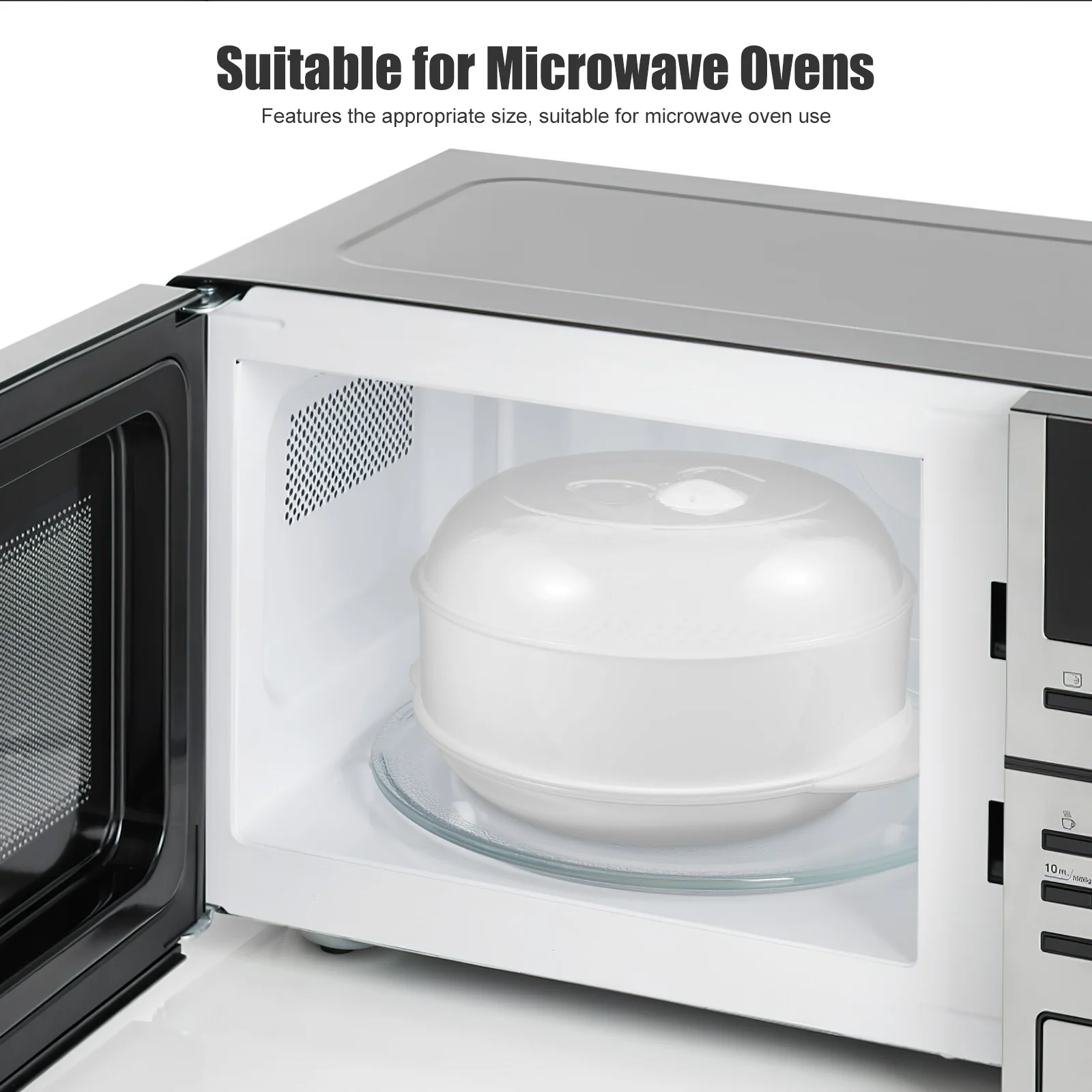 

1Pcs Plastic Steamer Round Microwave Steamer Kitchen Supplies Drain Basket Transparent Lid Kitchen Supplies