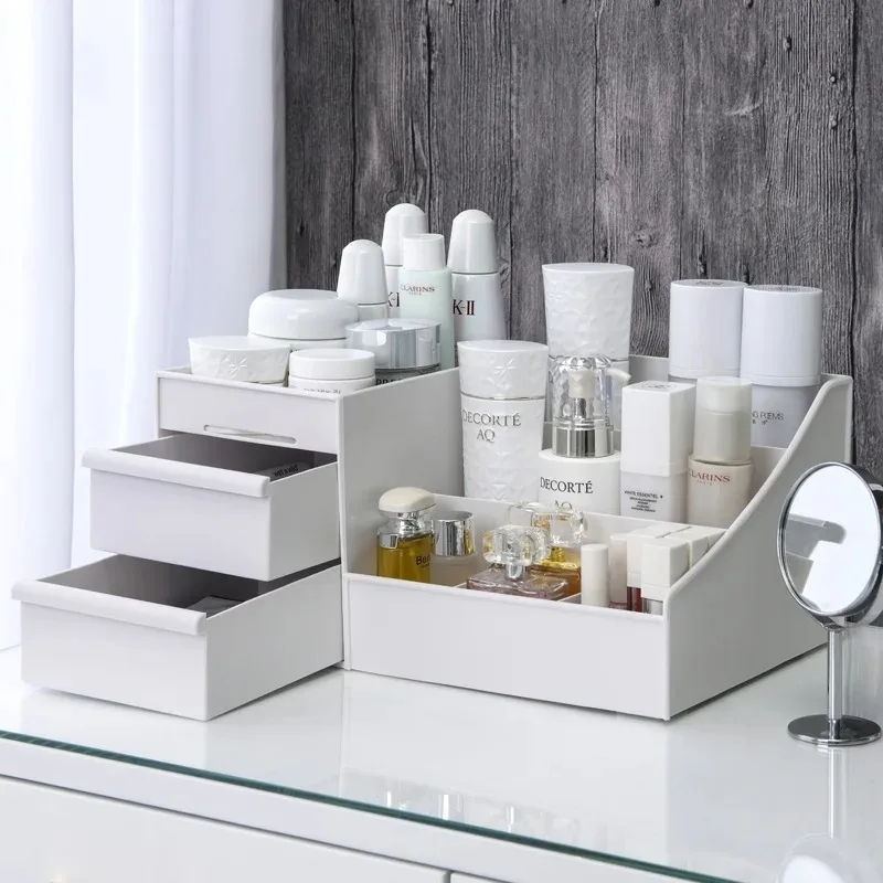 Nouveau tiroir blanc, boîte de rangement de maquillage, finition dormitorio, étagère en plastique, cosmétiques, soins de la piel, c