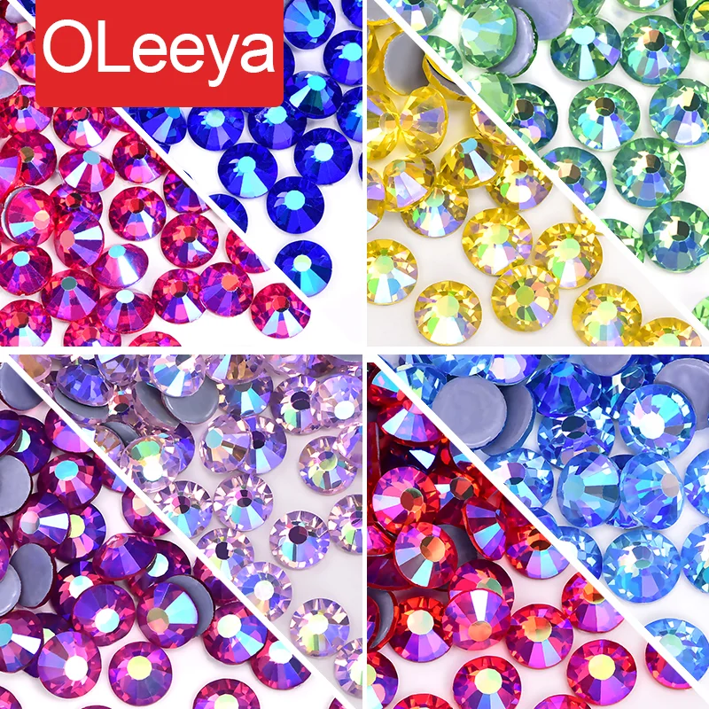 Oleeya SS16 SS20 Glitter стразы Hotfix Rhinestones 1440pcs/bag Crystals AB Iron On Strass For DIY Nails Aceessories 7021