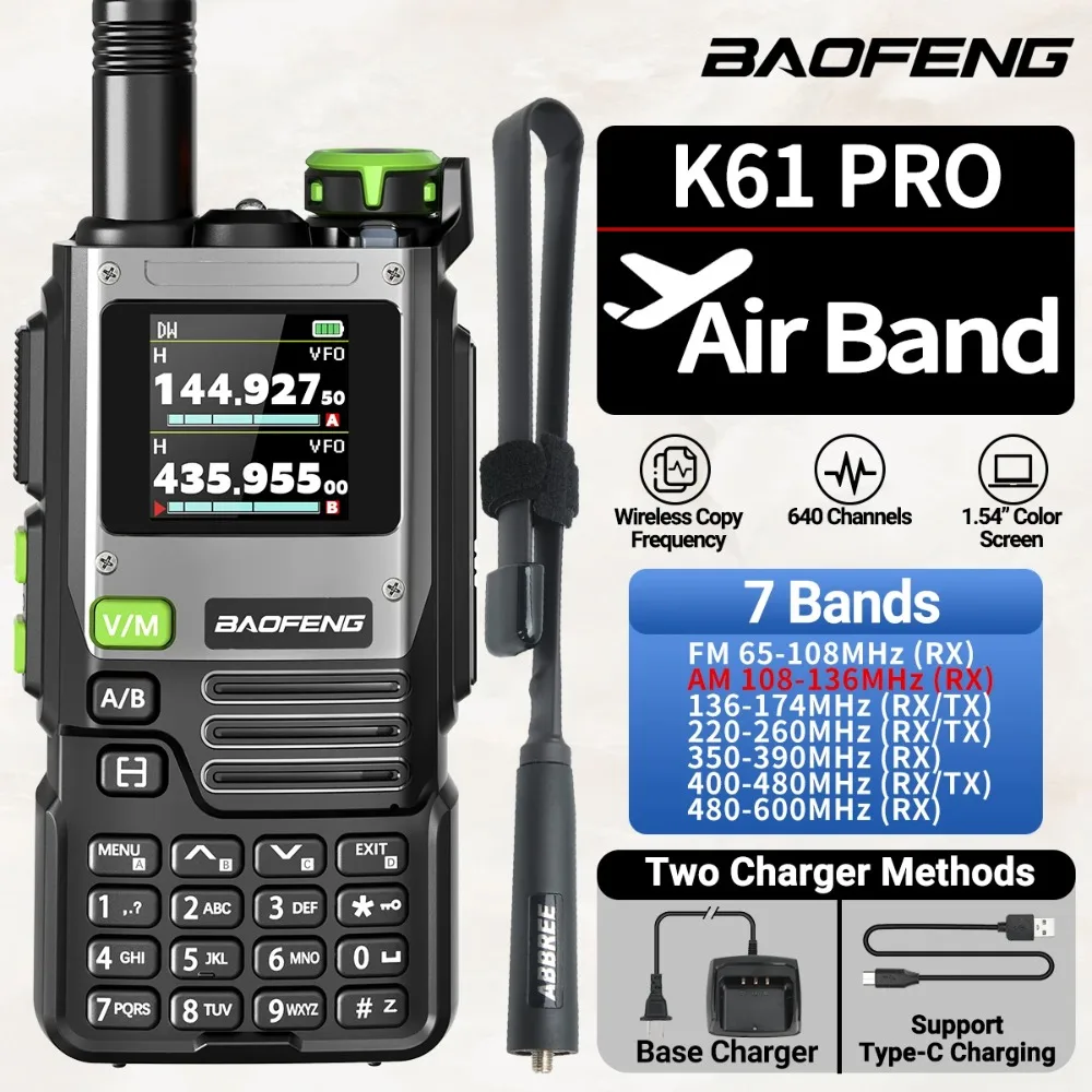 BaoFeng K61 Pro camping walkie talkie de largo alcance inalámbrico set radios walki comunicación radio transceptor intercomunicador bidireccional
