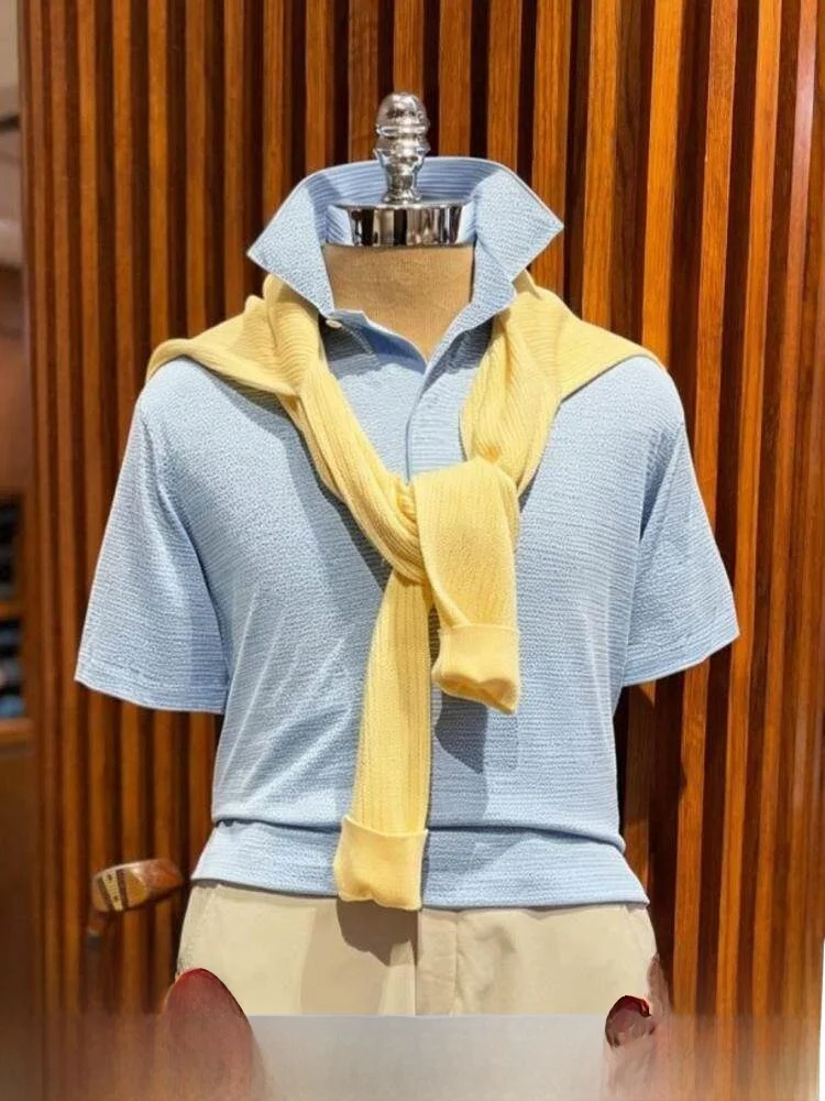 

Washed Cotton Linen Short Sleeve Shirt Men's Style Casual Wear Comfortable Breathable Sea Gull Collar T-Shirt