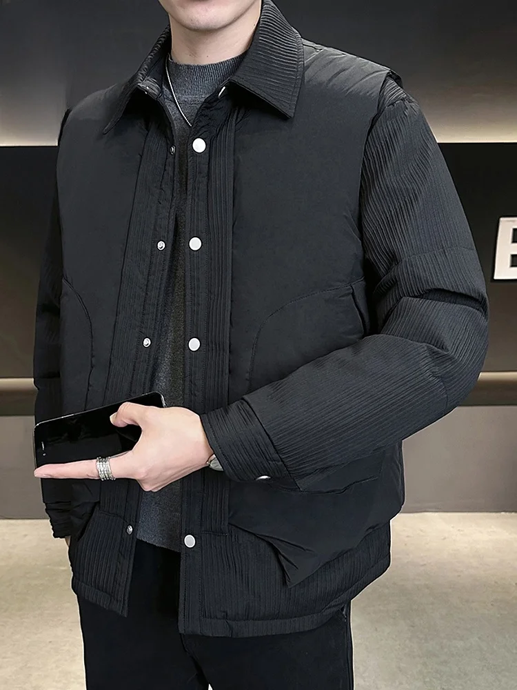 

Quilted Du down Jaet Men's Winter New Sle Windproof Warmth Collar Patchwork Men's Outerwear Casual Sle