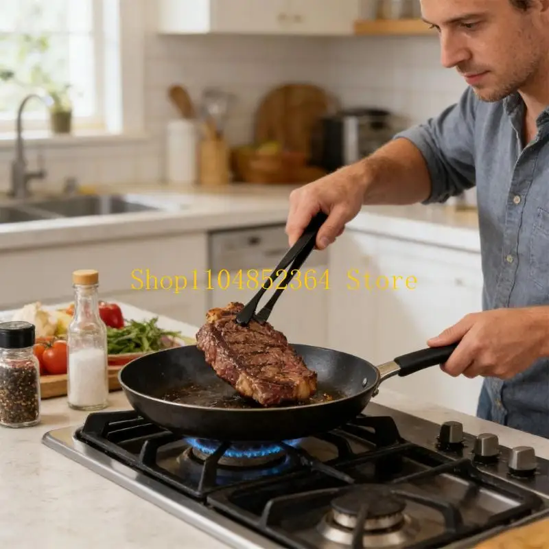 

652F Pack of 3 Practical Stainless Steel Grilling Tongs Dishwasher Safe Convenient Long Tweezer for Kitchen Use