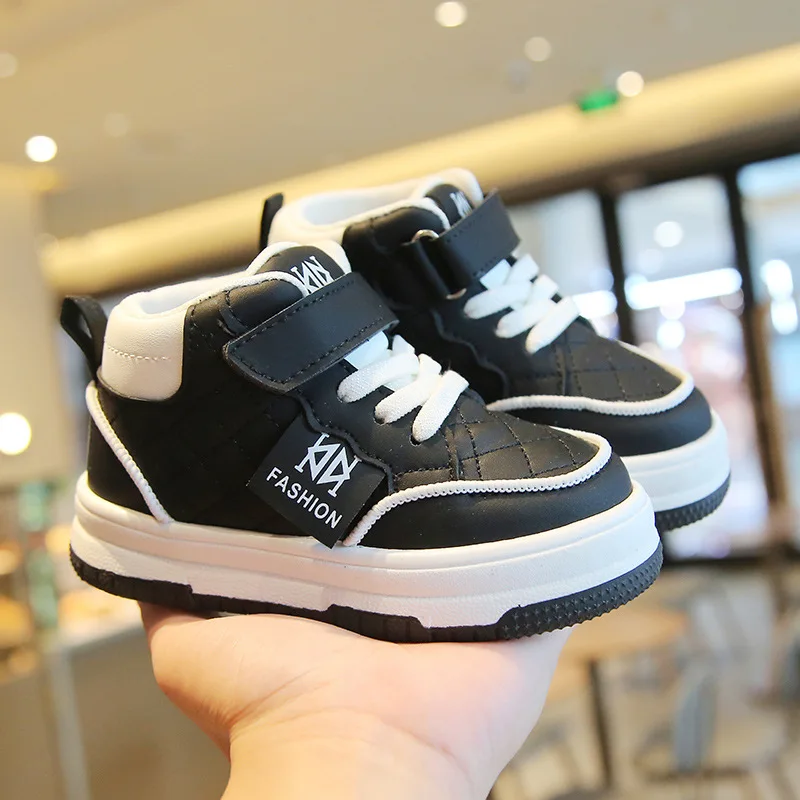 Children's Sneakers 2024 Spring and Autumn Boys' Casual Sneakers New High-Top Girls' White Shoes Soft-Soled Shoes for Baby Singl